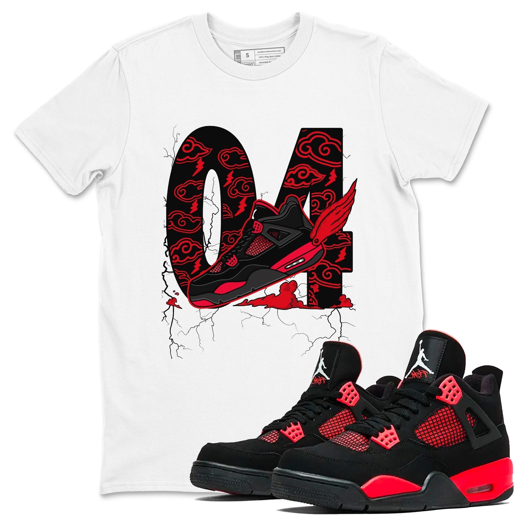 Fly To The Clouds snkmatch Tees - Air Jordan 4 Red Thunder