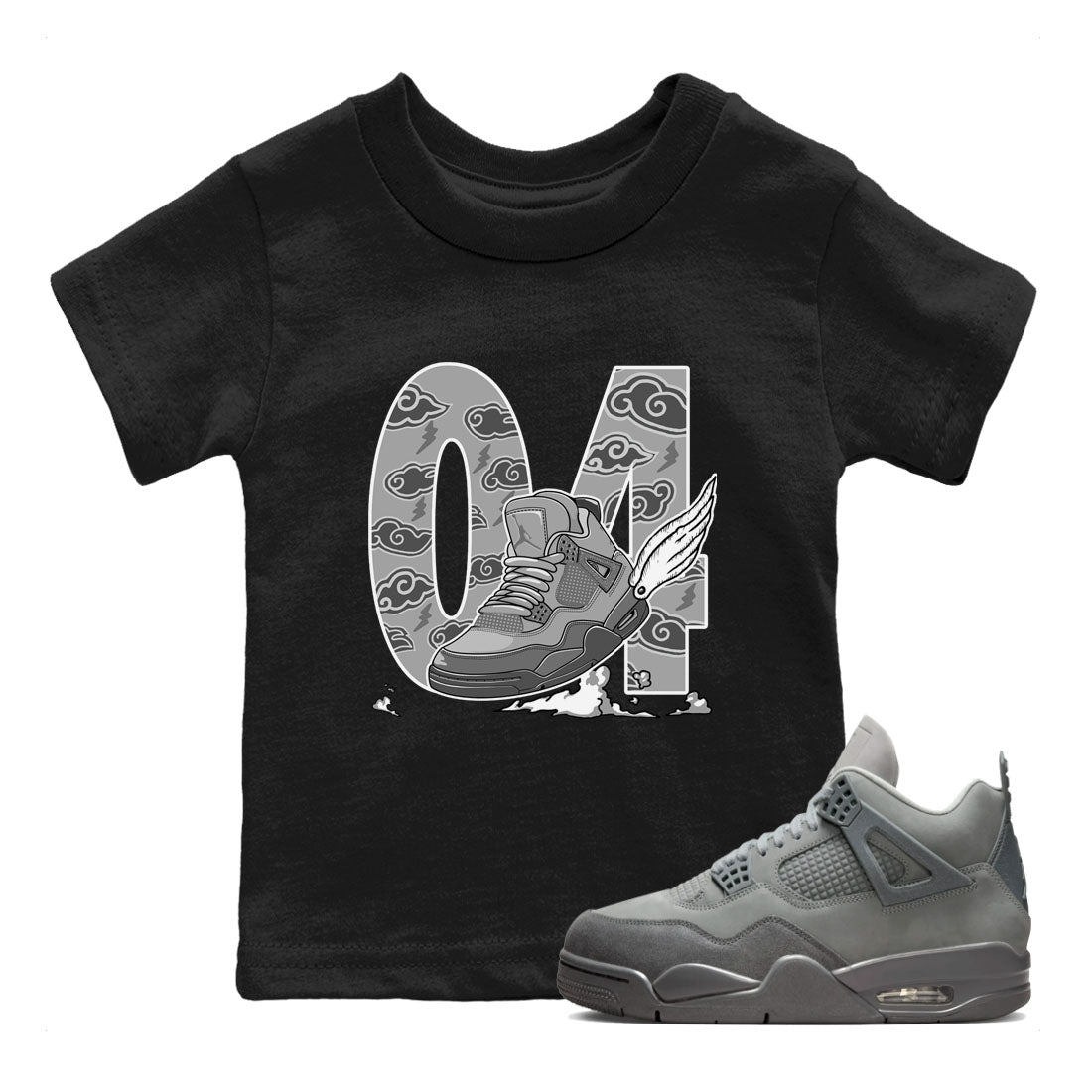 Fly To The Clouds snkmatch Tees Kids - Air Jordan 4 Wet Cement