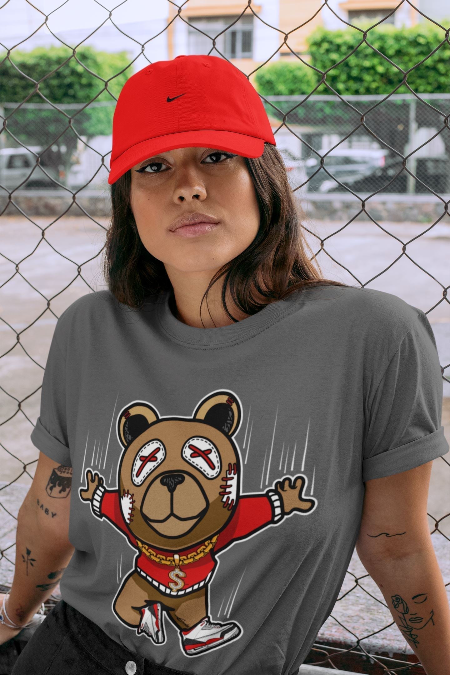 Flying Bear Unisex Tops - Air Jordan 3 Fire Red