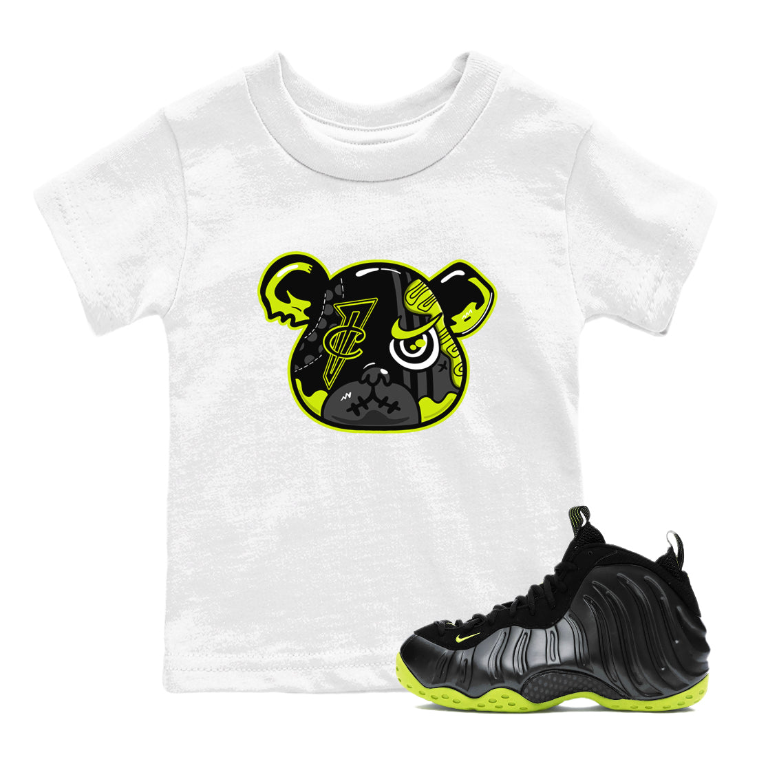 Foamposite Bear snkmatch Tees Kids - Air Foamposite One Black Volt
