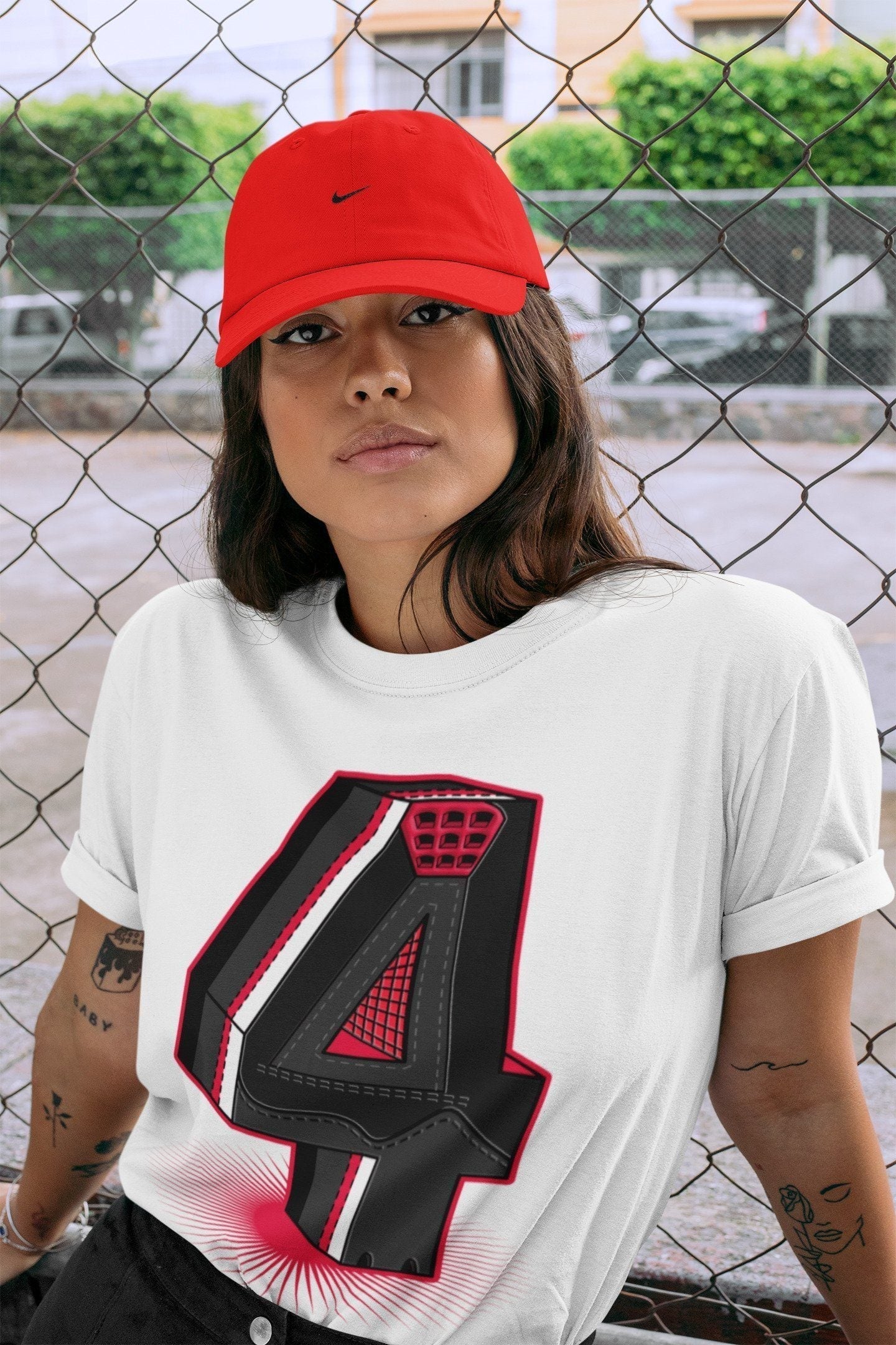 Four Statue Unisex Tops - Air Jordan 4 Red Thunder
