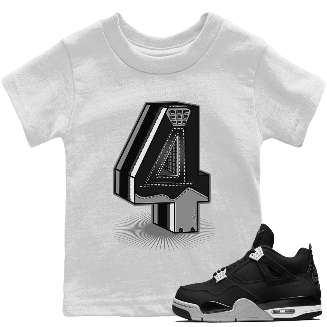 Four Statue Kids Tops - Air Jordan 4 Black Canvas
