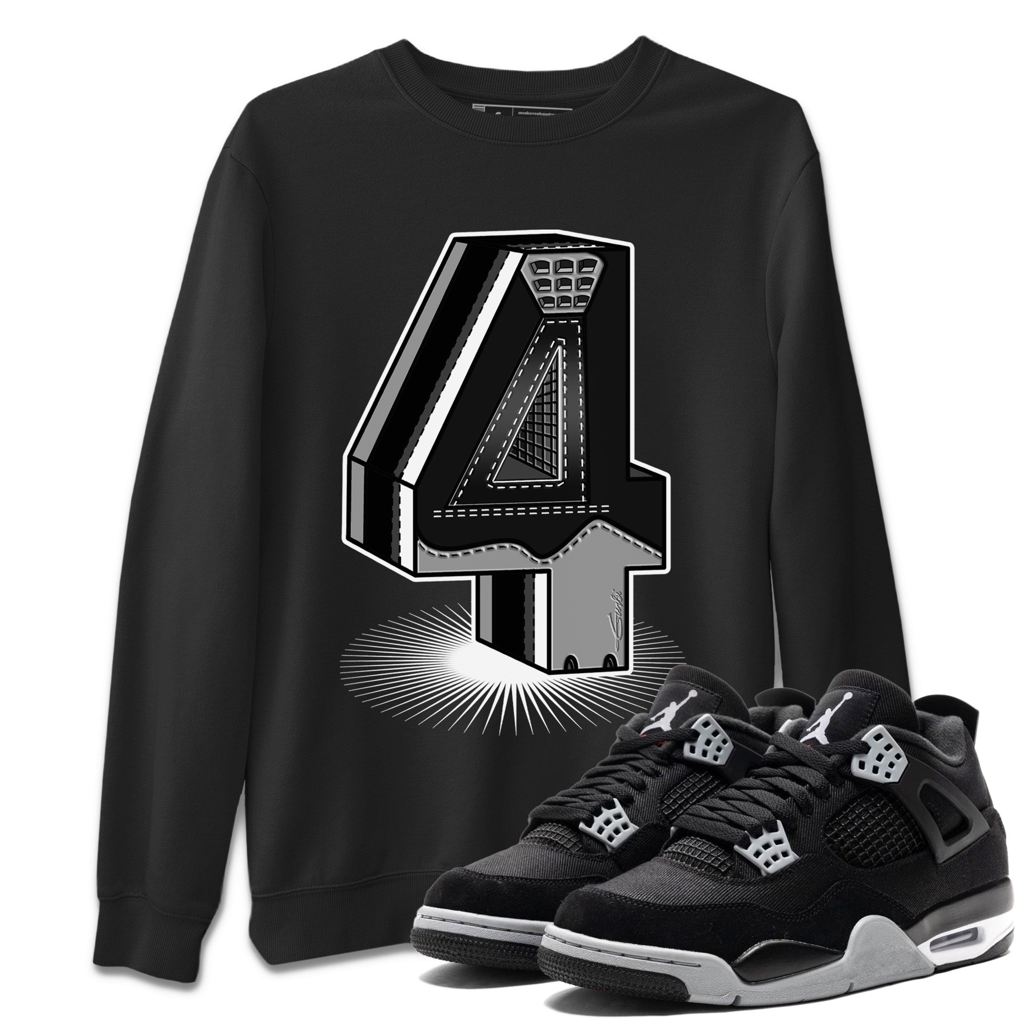 Four Statue Unisex Tops - Air Jordan 4 Black Canvas