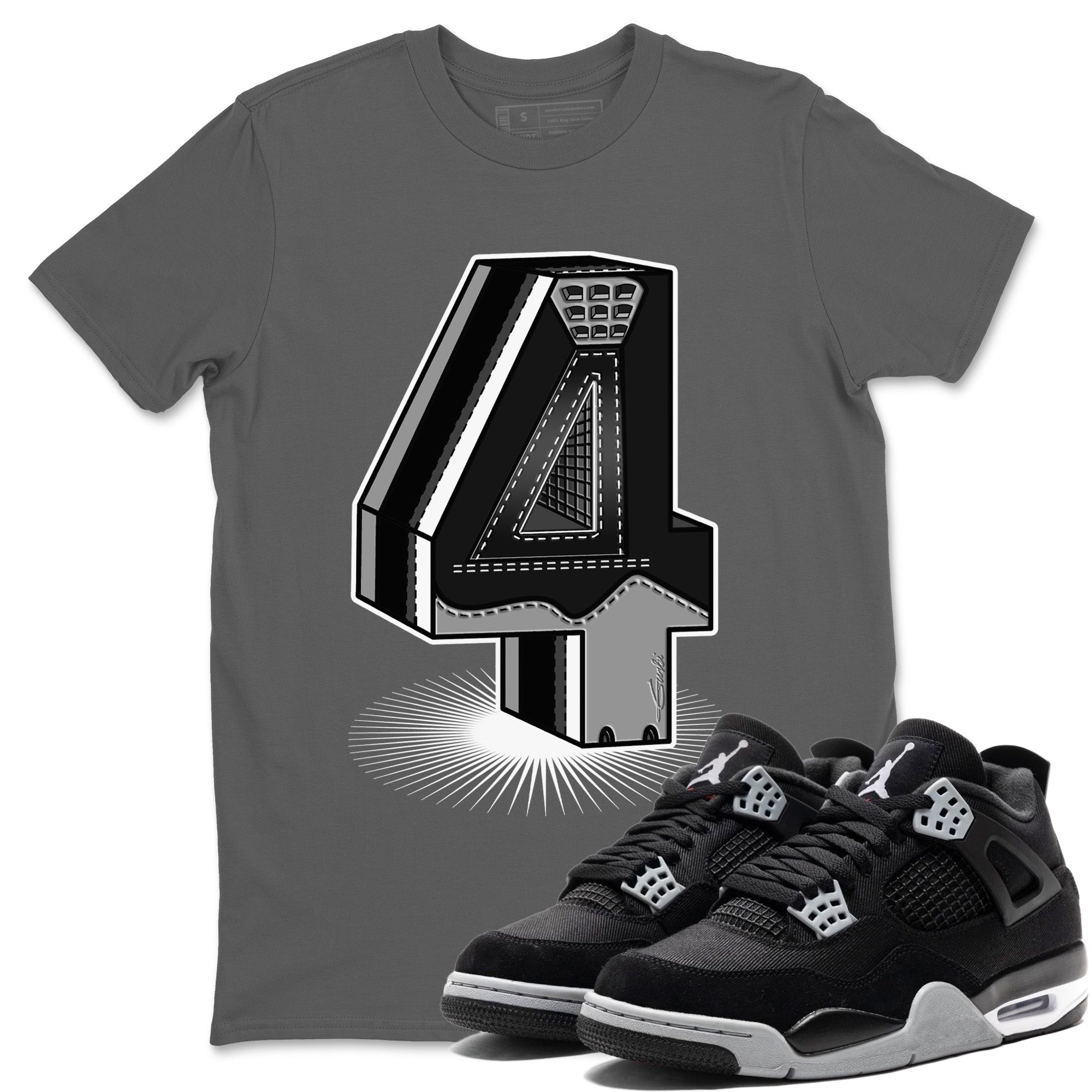 Four Statue Unisex Tops - Air Jordan 4 Black Canvas