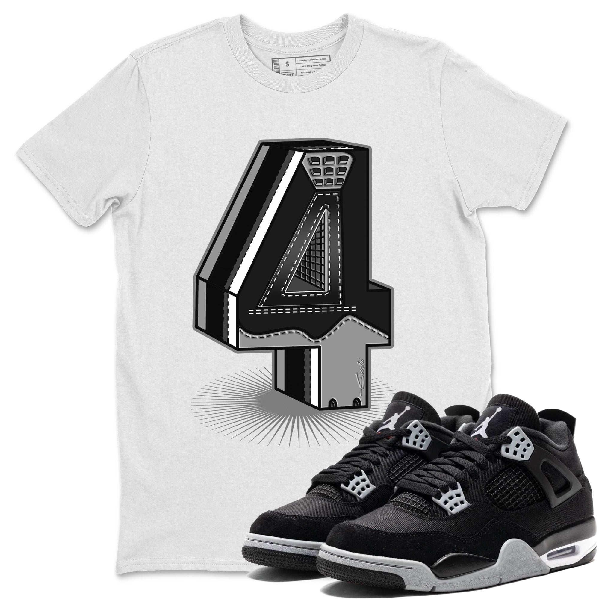 Four Statue Unisex Tops - Air Jordan 4 Black Canvas