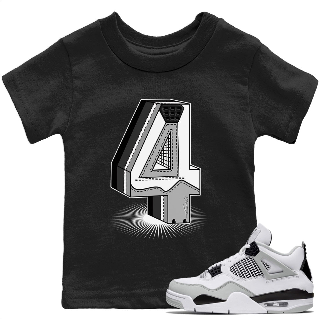 Four Statue Kids Tops - Air Jordan 4 Military Black