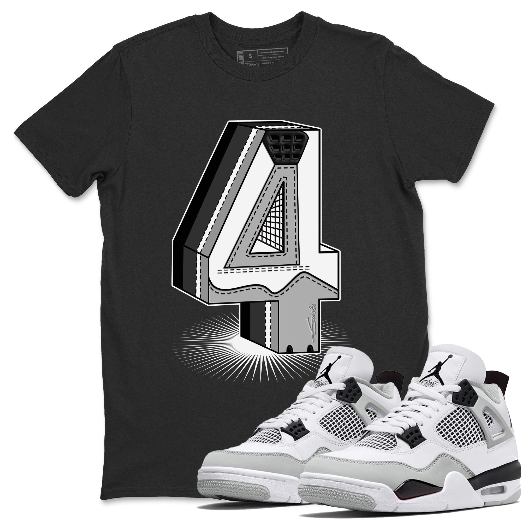 Four Statue Unisex Tops - Air Jordan 4 Military Black