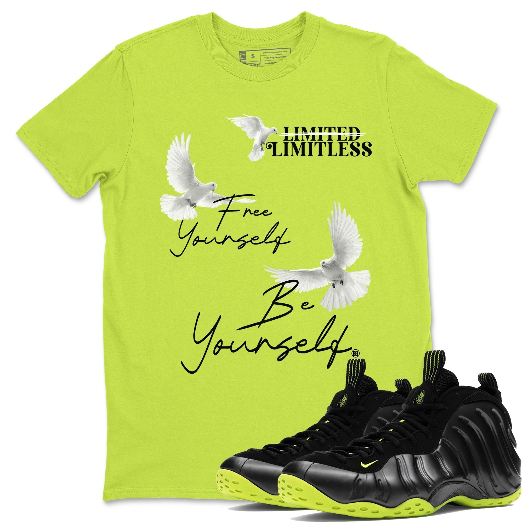 Free Yourself Be Yourself snkmatch Tees - Air Foamposite One Black Volt