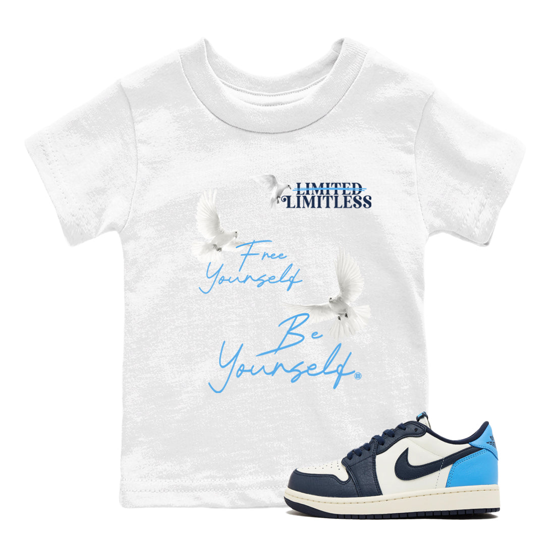 Free Yourself Be Yourself snkmatch Tees Kids - Air Jordan 1 Obsidian