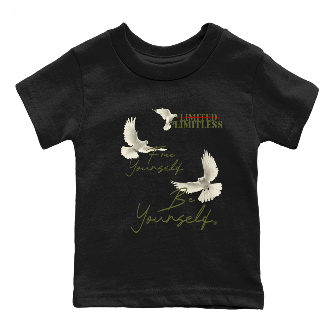 Free Yourself Be Yourself snkmatch Tees Kids - Air Jordan 1 Travis Scott Medium Olive