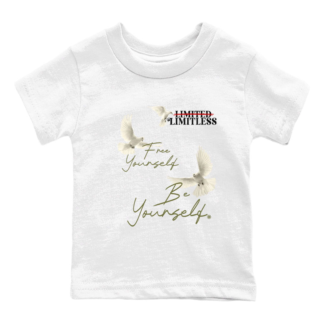 Free Yourself Be Yourself snkmatch Tees Kids - Air Jordan 1 Travis Scott Medium Olive