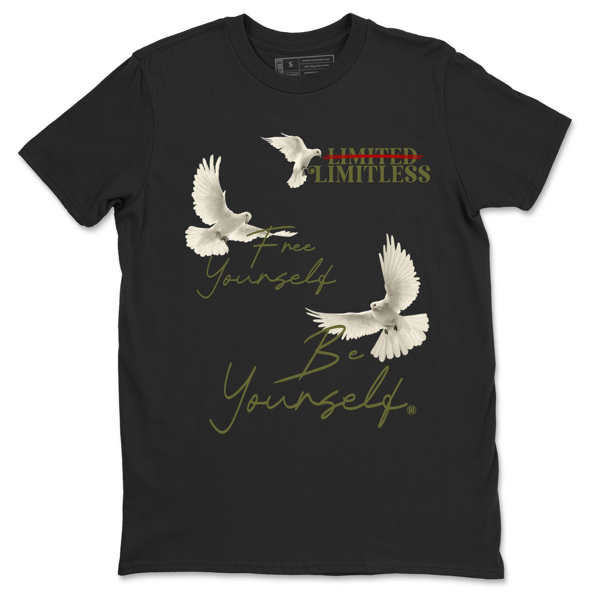 Free Yourself Be Yourself snkmatch Tees - Air Jordan 1 Travis Scott Medium Olive