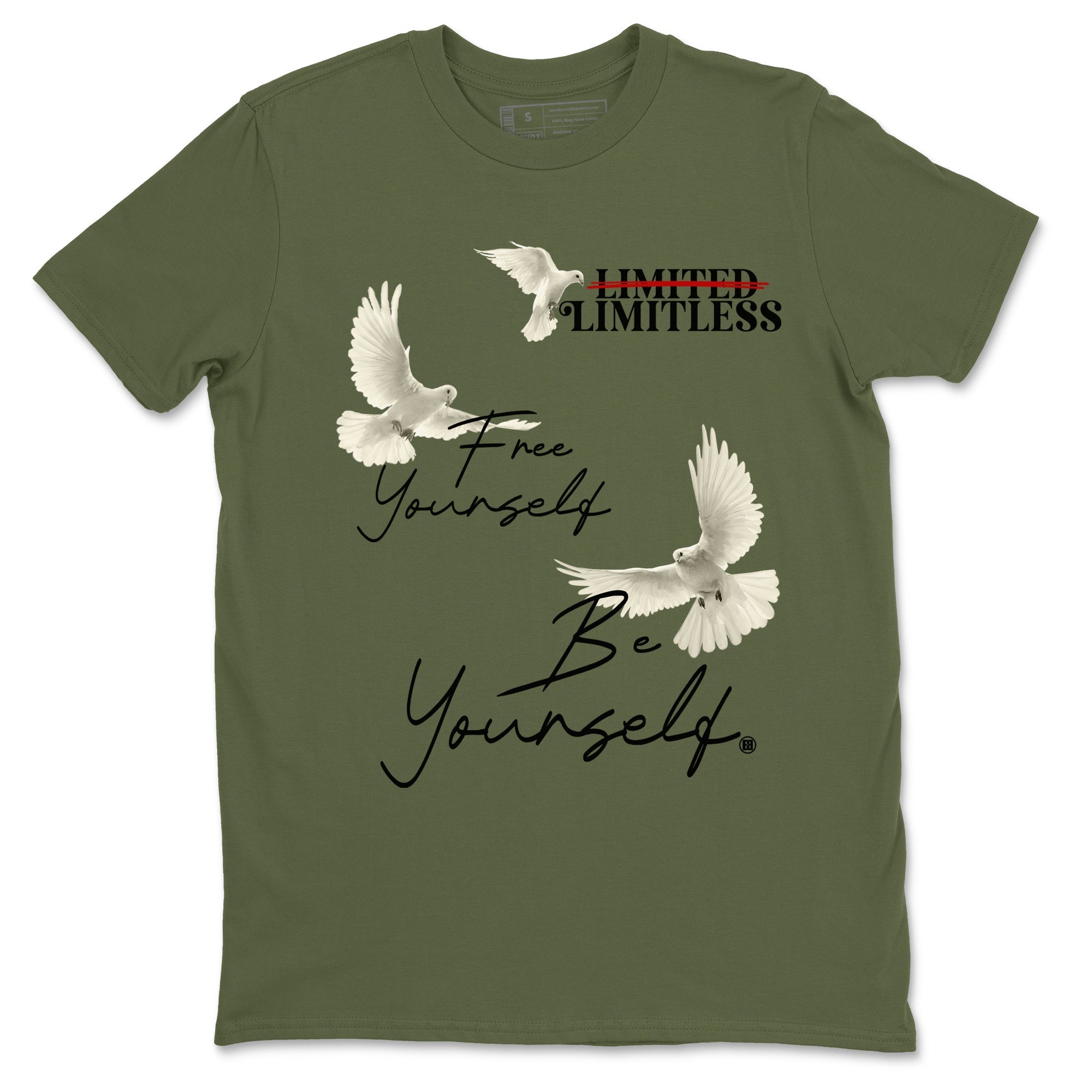 Free Yourself Be Yourself snkmatch Tees - Air Jordan 1 Travis Scott Medium Olive