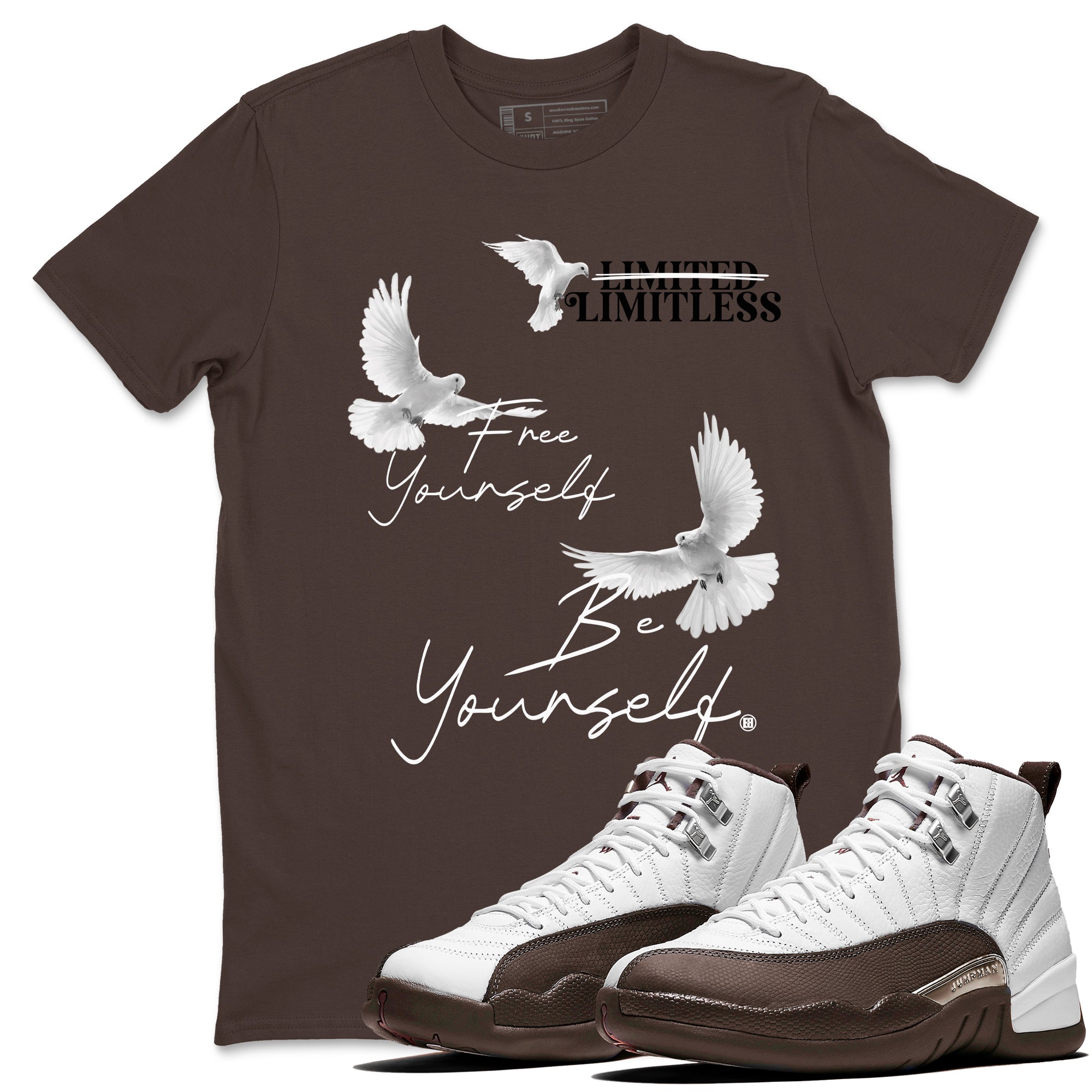 Free Yourself Be Yourself snkmatch Tees - Air Jordan 12 Baroque Brown