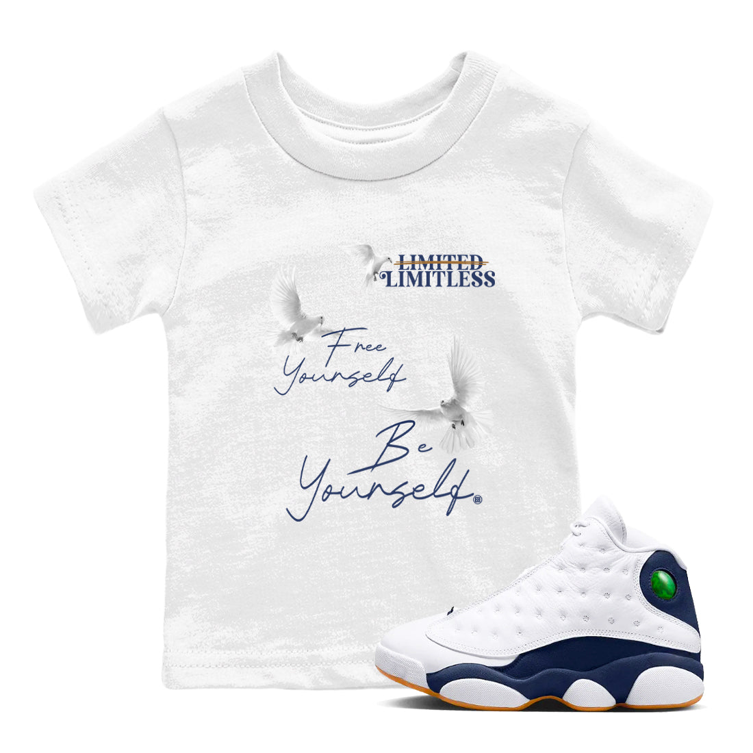 Free Yourself Be Yourself snkmatch Tees Kids - Air Jordan 13 Midnight Navy