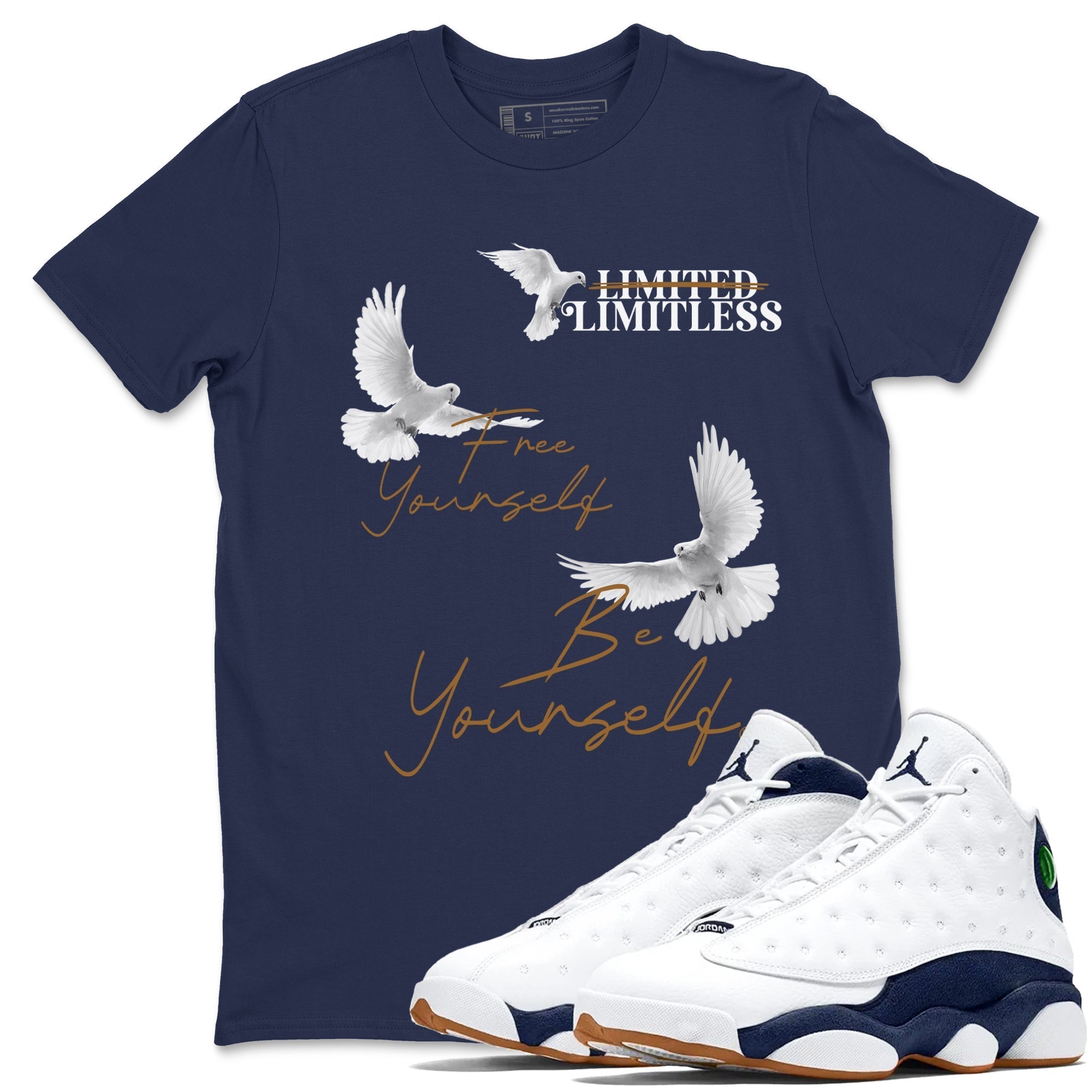 Free Yourself Be Yourself snkmatch Tees - Air Jordan 13 Midnight Navy