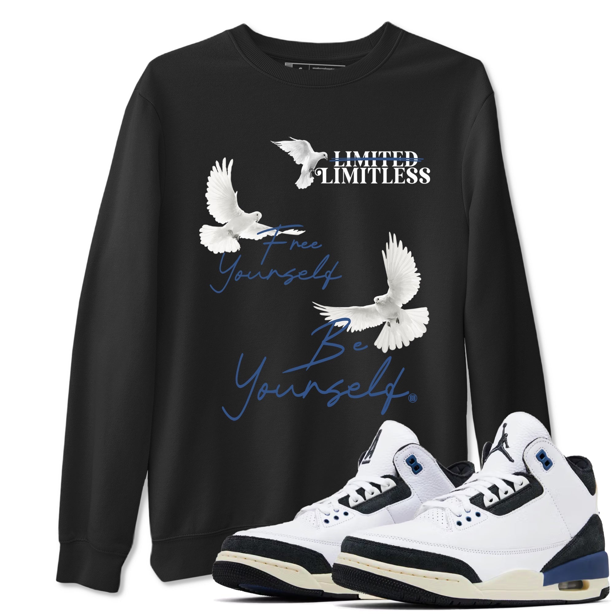Free Yourself Be Yourself snkmatch Tees - Air Jordan 3 A Ma Maniere x Diffused Blue