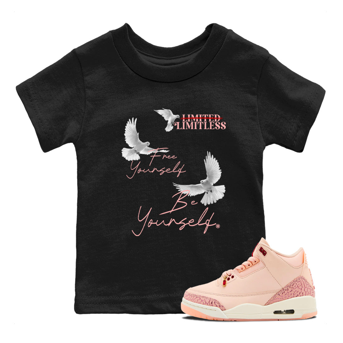 Free Yourself Be Yourself snkmatch Tees Kids - Air Jordan 3 Valentines Day