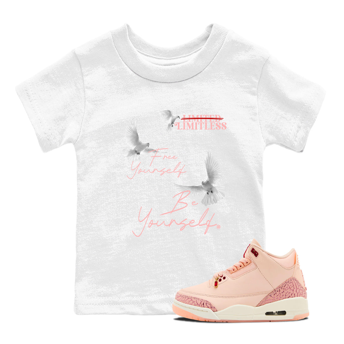 Free Yourself Be Yourself snkmatch Tees Kids - Air Jordan 3 Valentines Day