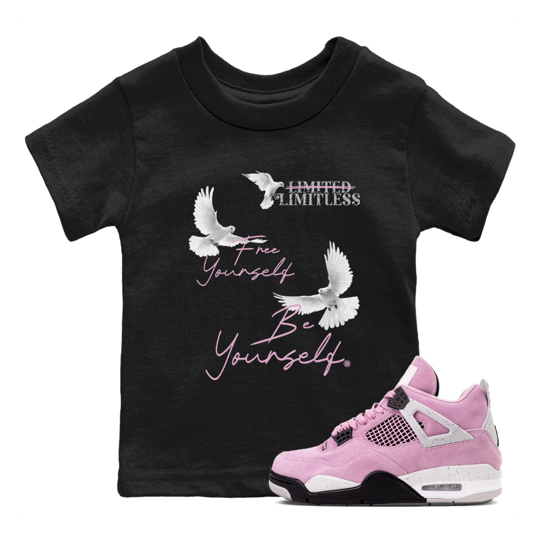 Free Yourself Be Yourself snkmatch Tees Kids - Air Jordan 4 Orchid