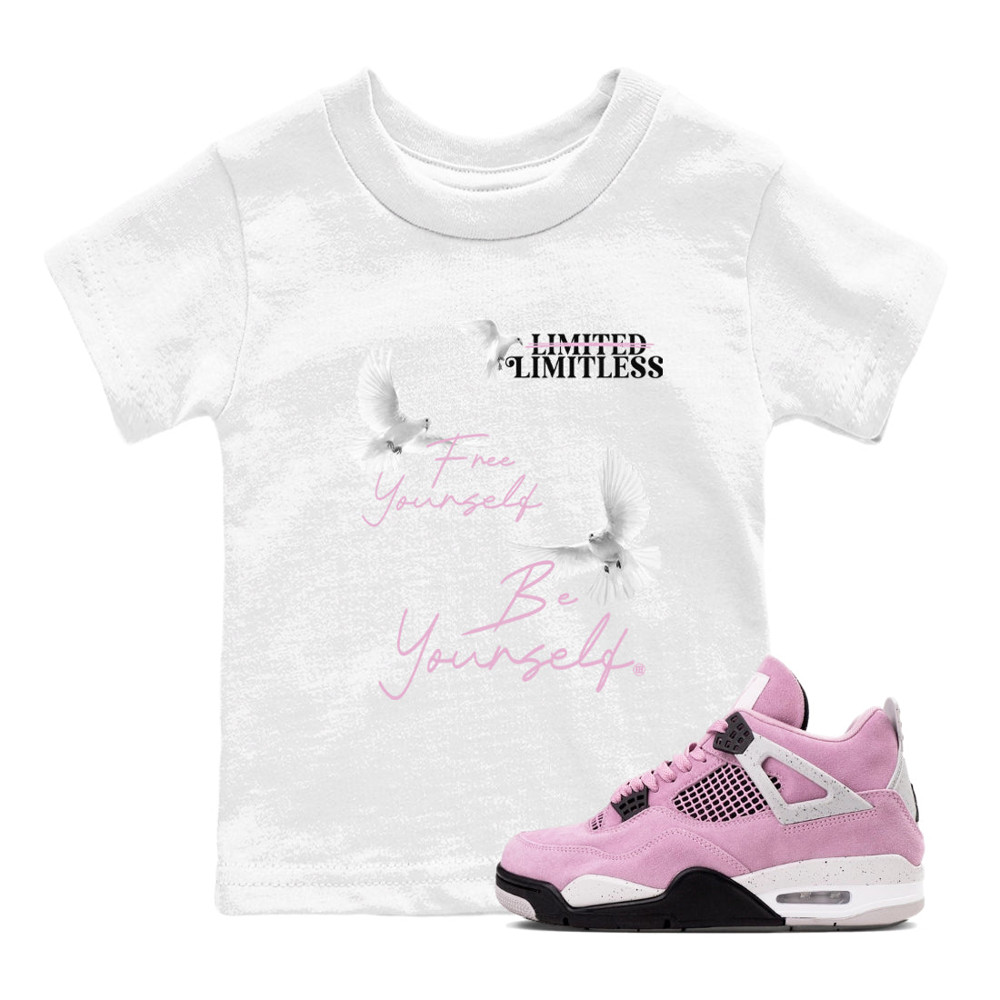 Free Yourself Be Yourself snkmatch Tees Kids - Air Jordan 4 Orchid