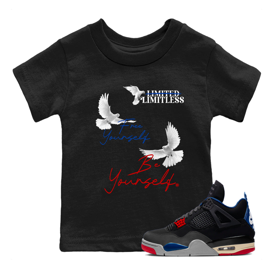 Free Yourself Be Yourself snkmatch Tees Kids - Air Jordan 4 Rare Air