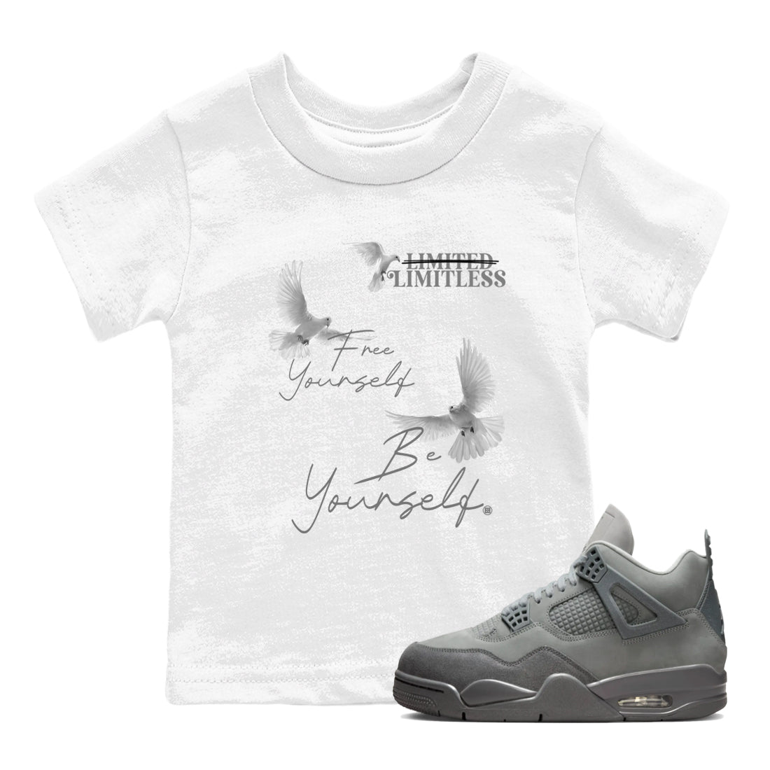 Free Yourself Be Yourself snkmatch Tees Kids - Air Jordan 4 Wet Cement