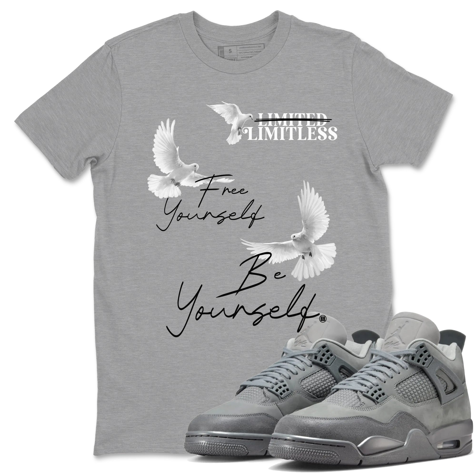 Free Yourself Be Yourself snkmatch Tees - Air Jordan 4 Wet Cement
