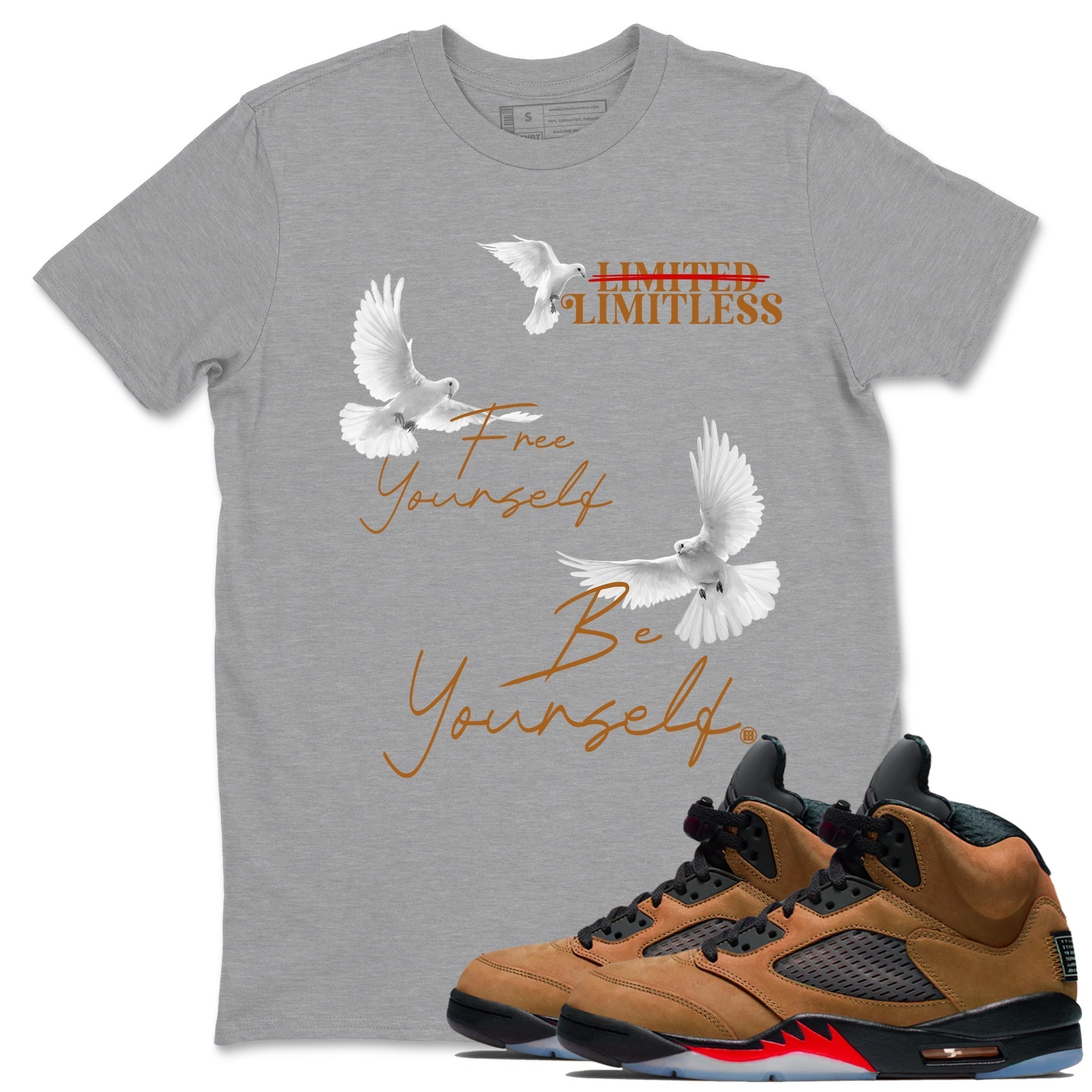 Free Yourself Be Yourself snkmatch Tees - Air Jordan 5 Archaeo Brown