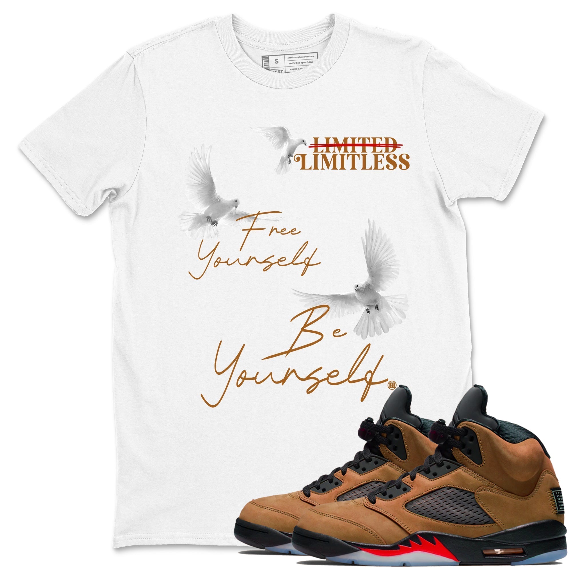 Free Yourself Be Yourself snkmatch Tees - Air Jordan 5 Archaeo Brown