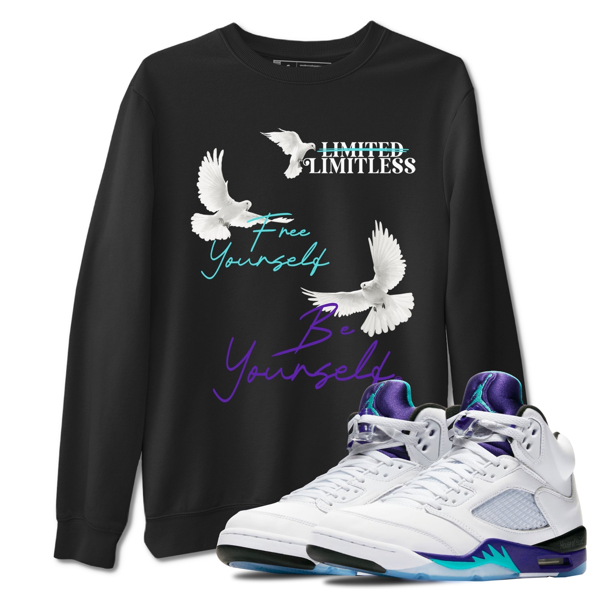 Free Yourself Be Yourself snkmatch Tees - Air Jordan 5 Grape