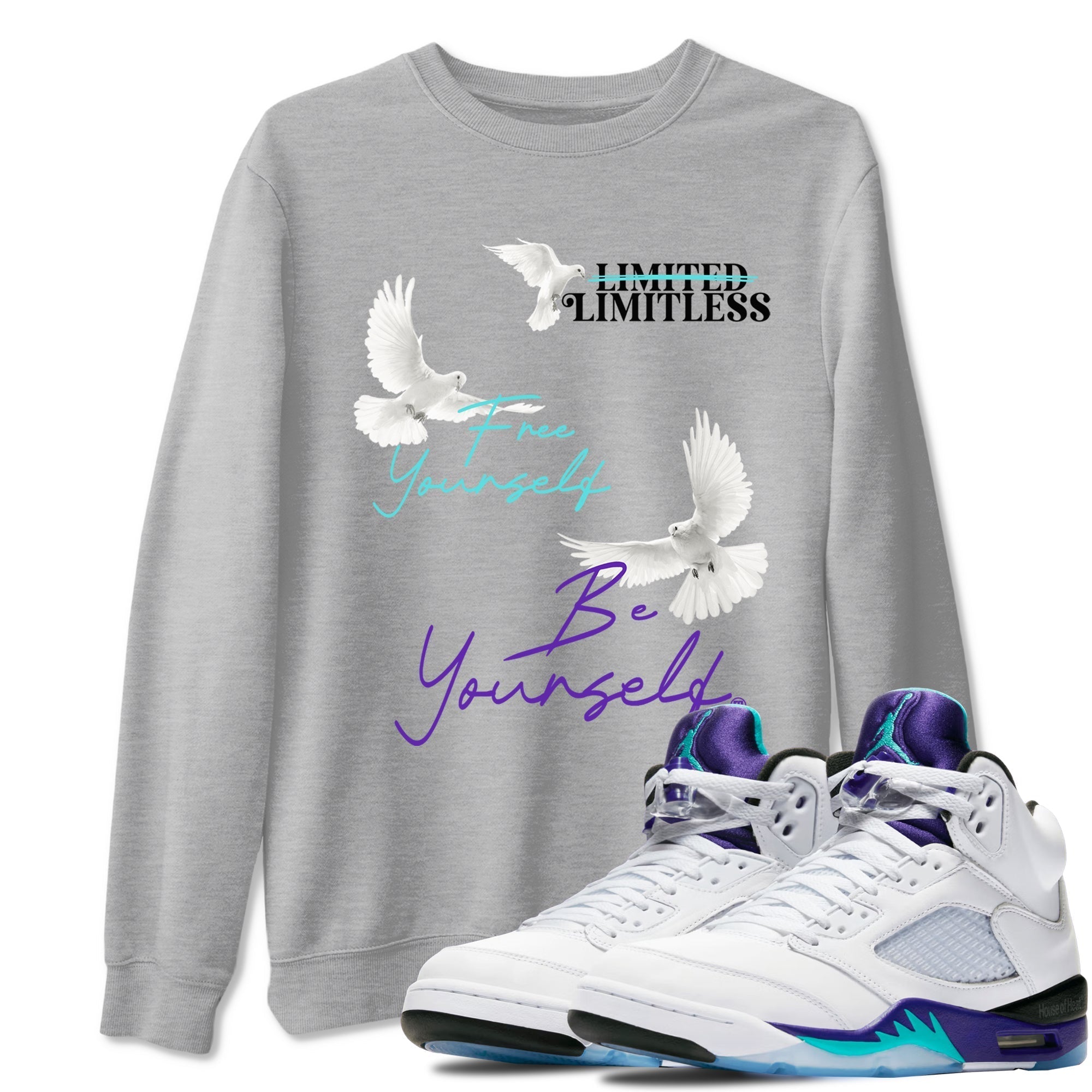 Free Yourself Be Yourself snkmatch Tees - Air Jordan 5 Grape