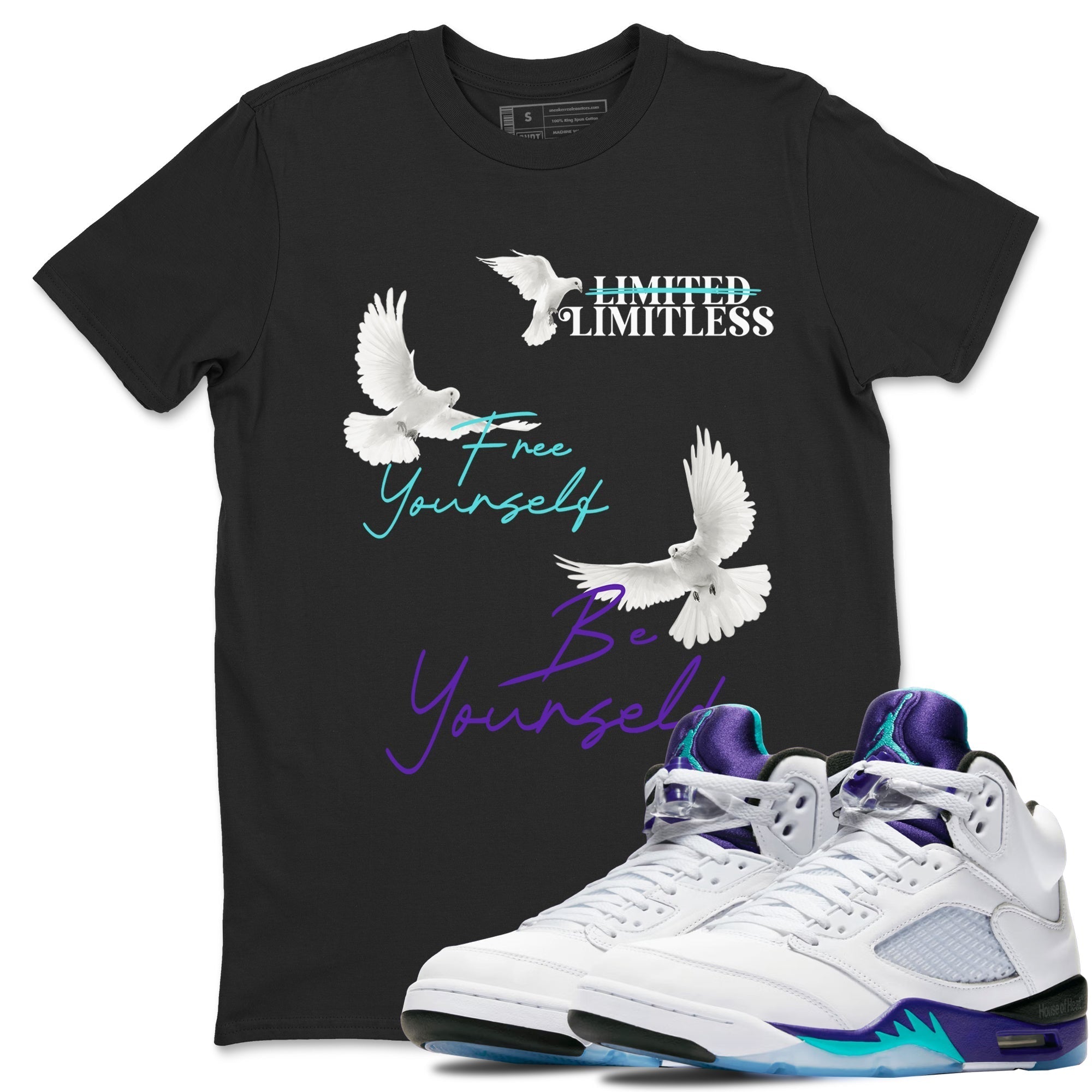 Free Yourself Be Yourself snkmatch Tees - Air Jordan 5 Grape