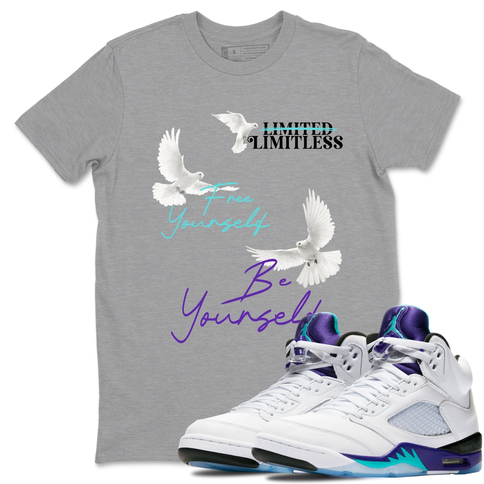 Free Yourself Be Yourself snkmatch Tees - Air Jordan 5 Grape