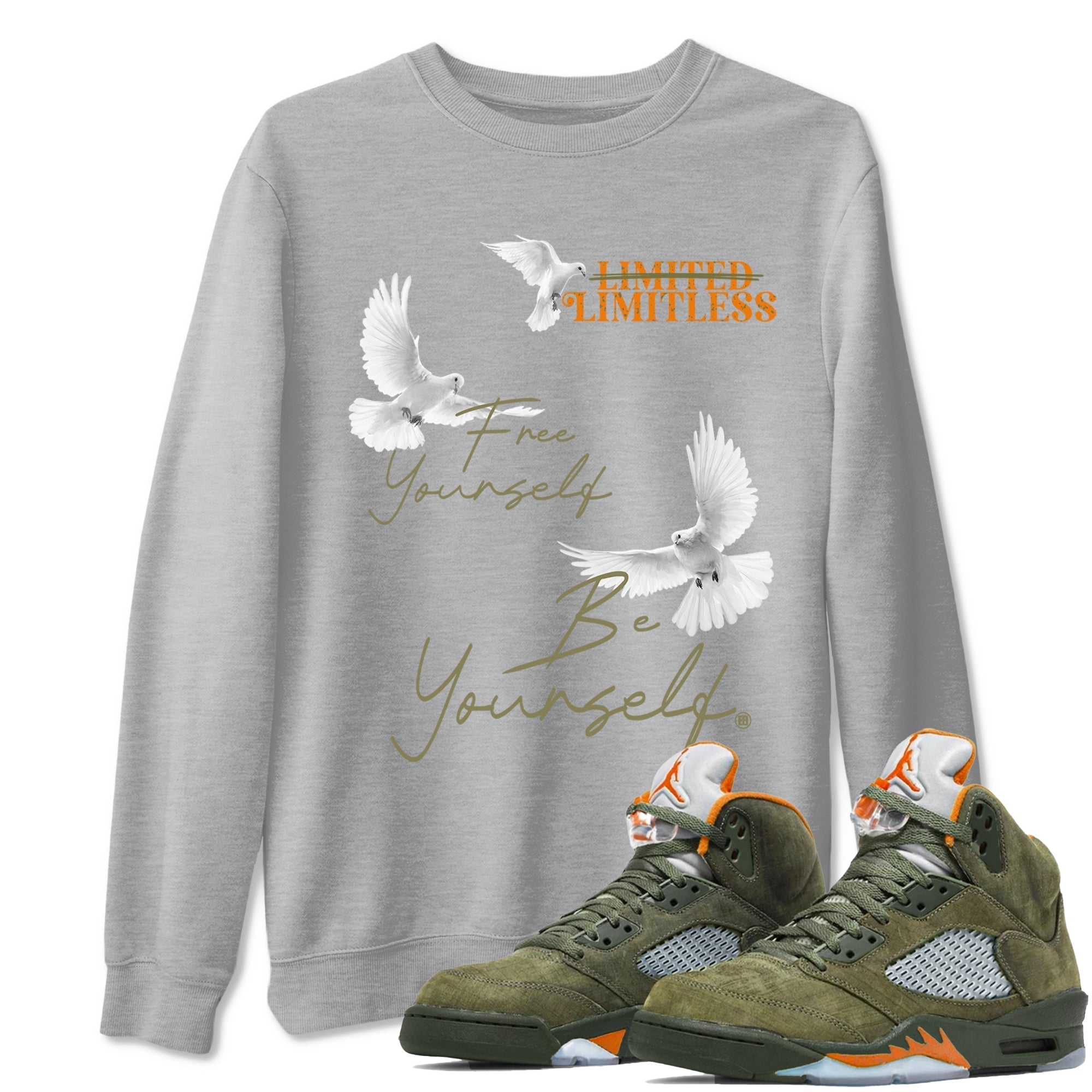 Free Yourself Be Yourself snkmatch Tees - Air Jordan 5 Olive