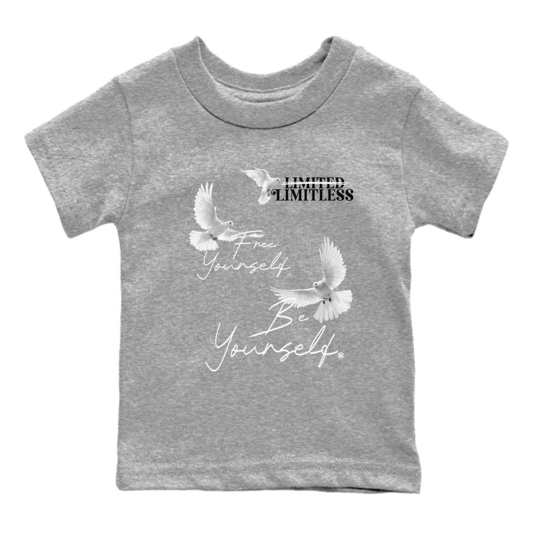 Free Yourself Be Yourself snkmatch Tees Kids - Air Jordan 5 White Black