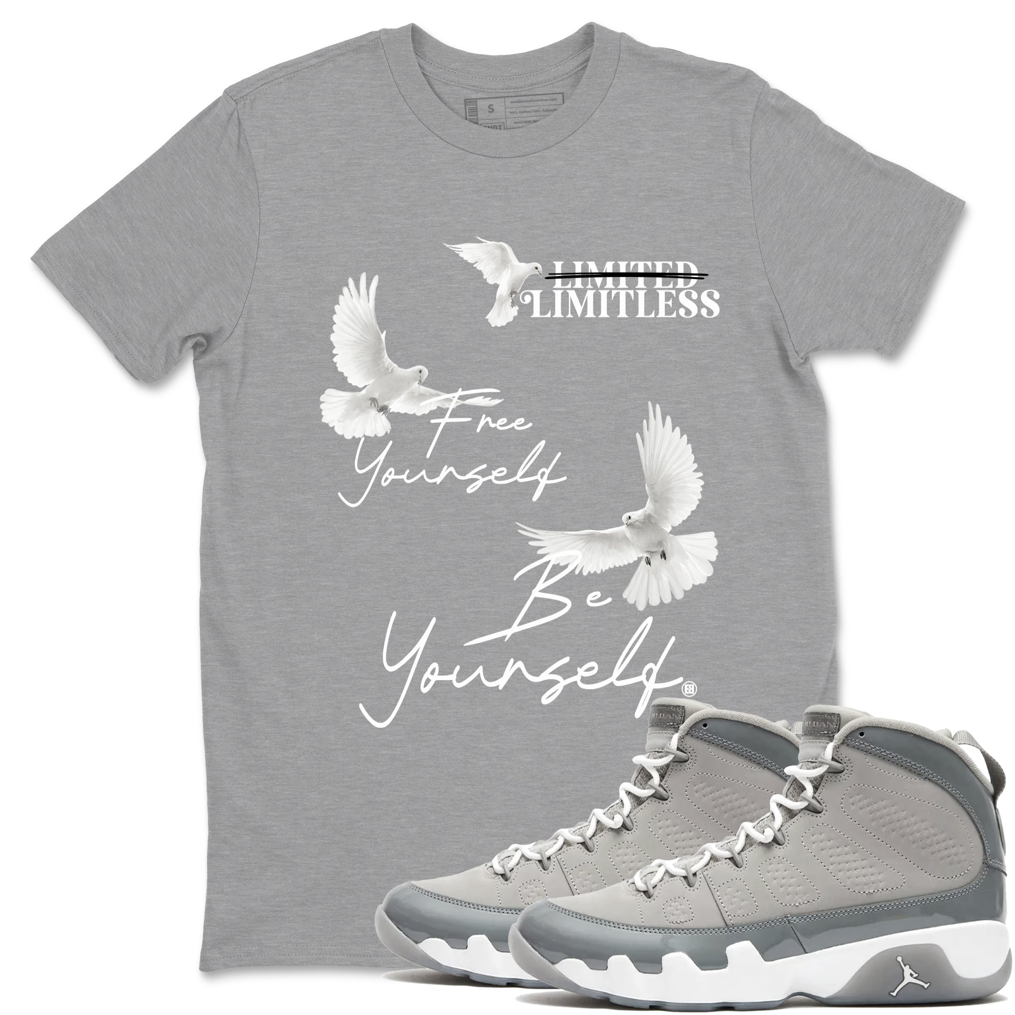 Free Yourself Be Yourself snkmatch Tees - Air Jordan 9 Cool Grey