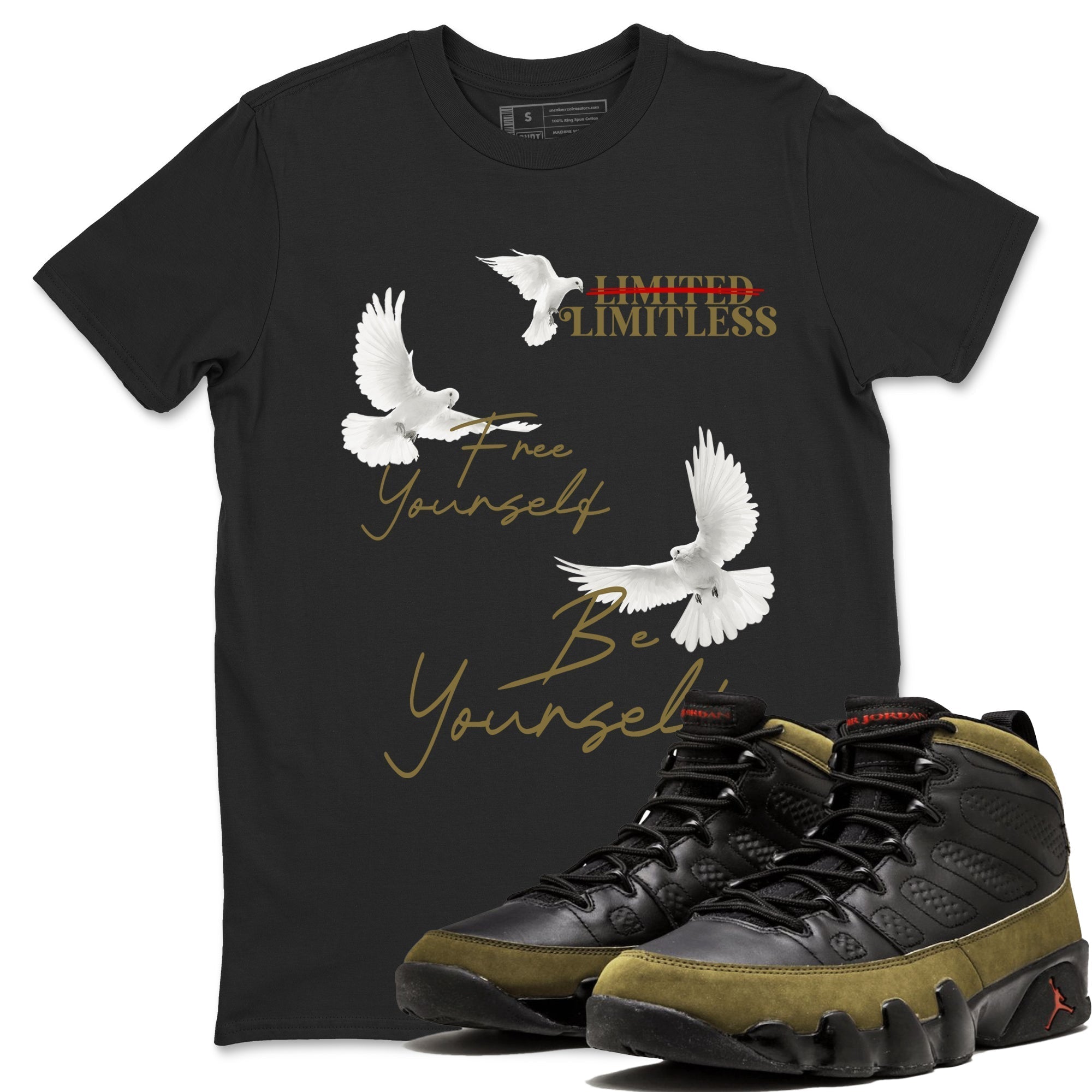 Free Yourself Be Yourself snkmatch Tees - Air Jordan 9 Olive