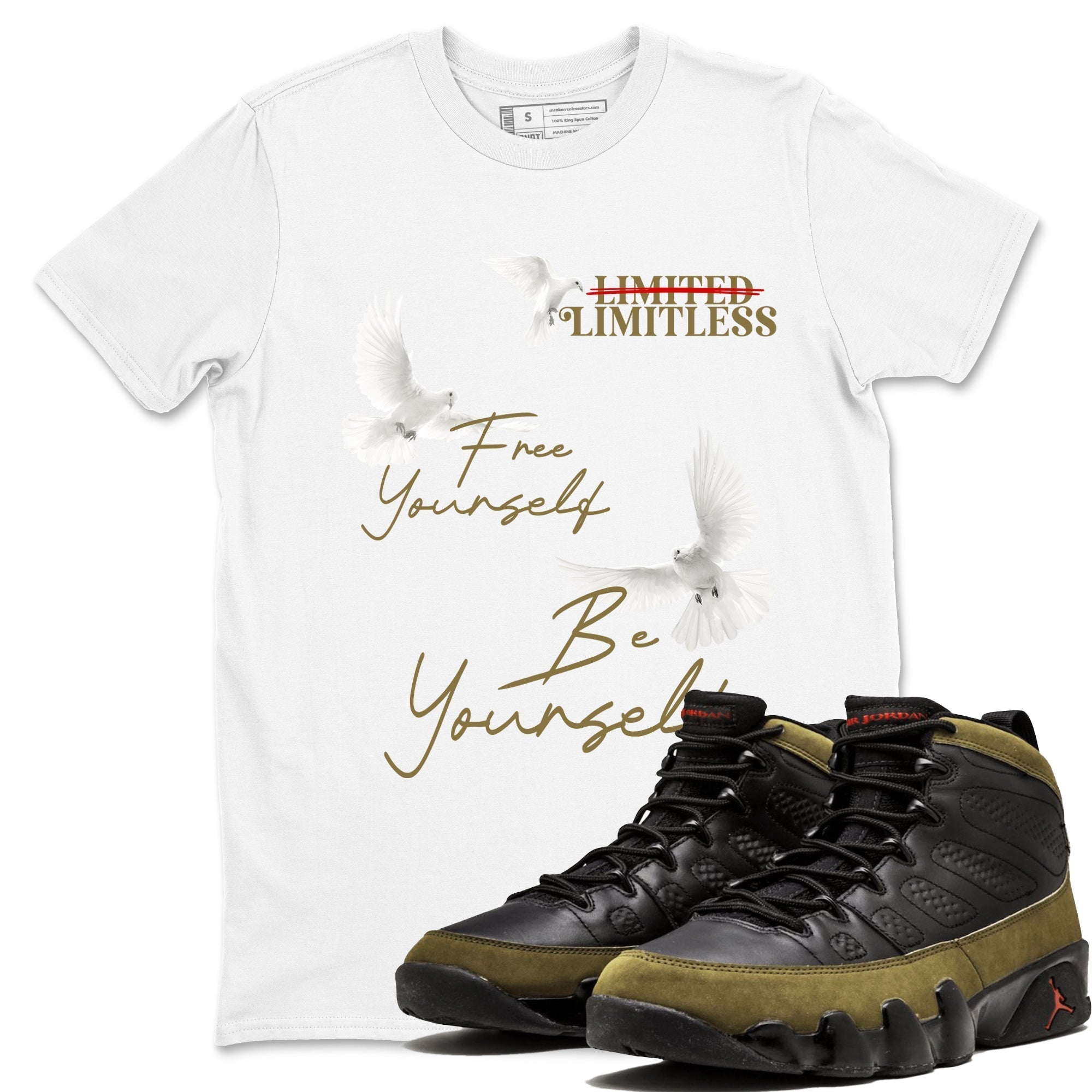 Free Yourself Be Yourself snkmatch Tees - Air Jordan 9 Olive
