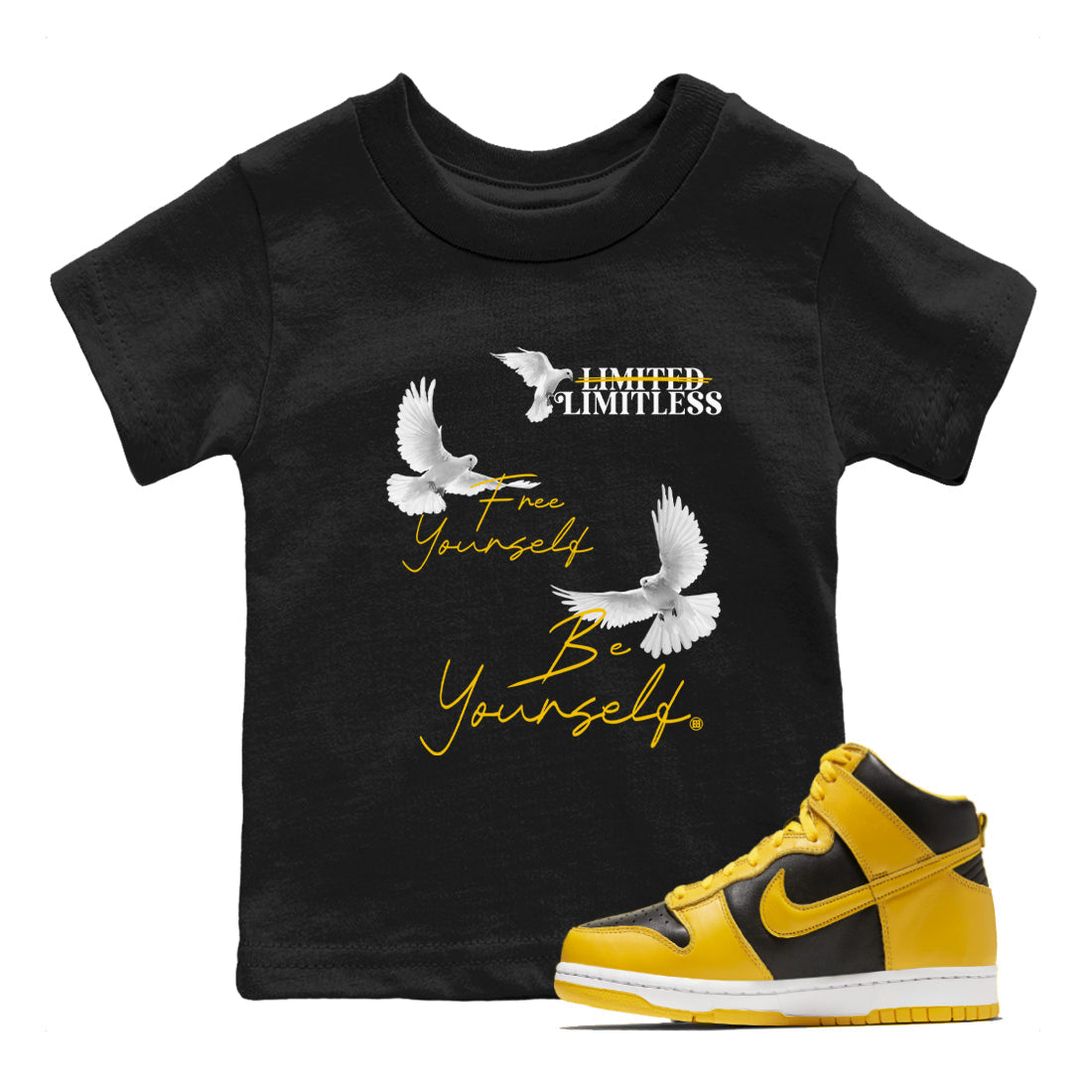 Free Yourself Be Yourself snkmatch Tees Kids - Dunk High Pollen