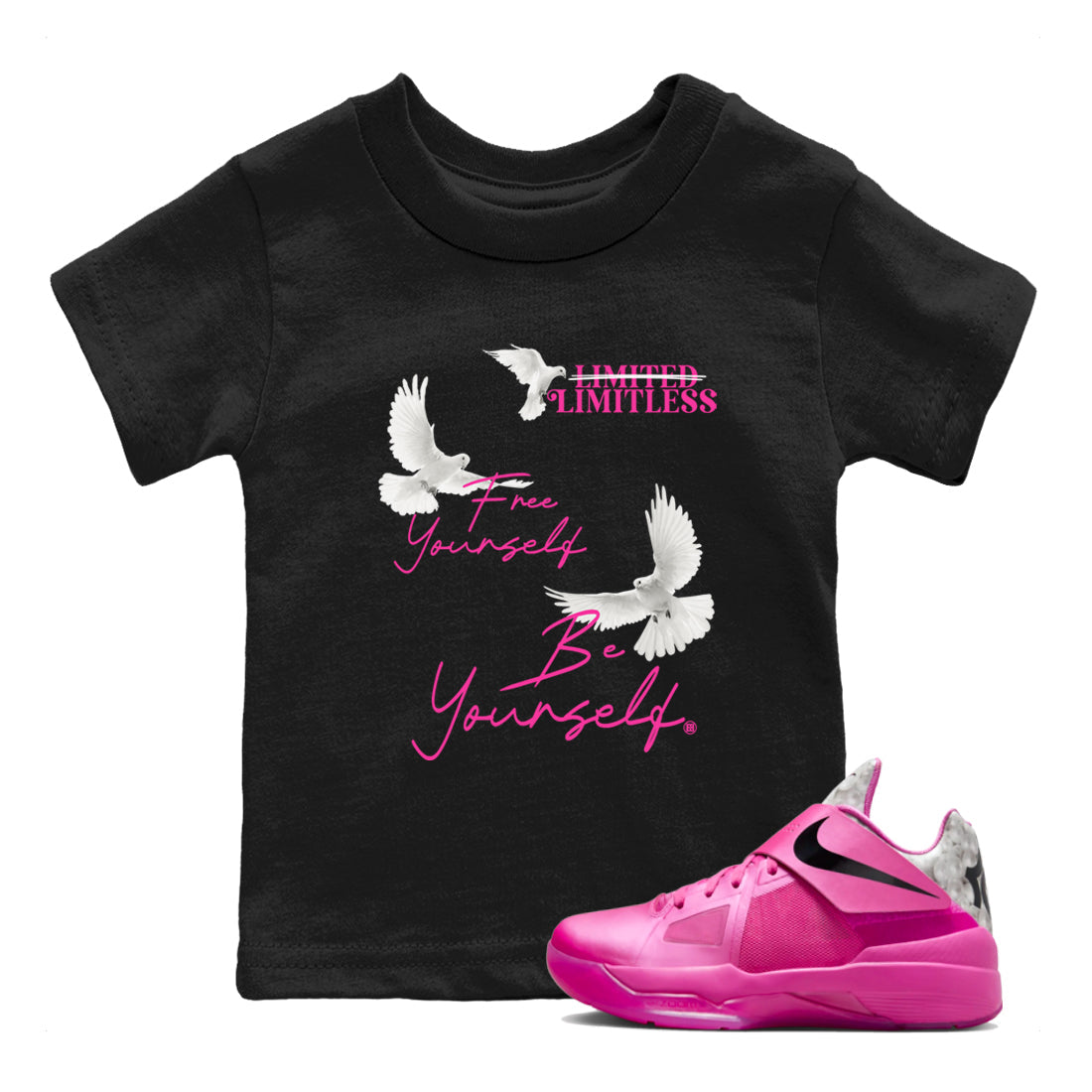 Free Yourself Be yourself snkmatch Tees Kids - Nike KD 4 Aunt Pearl