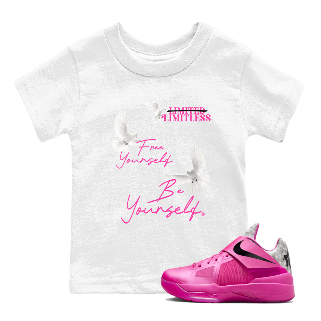 Free Yourself Be yourself snkmatch Tees Kids - Nike KD 4 Aunt Pearl