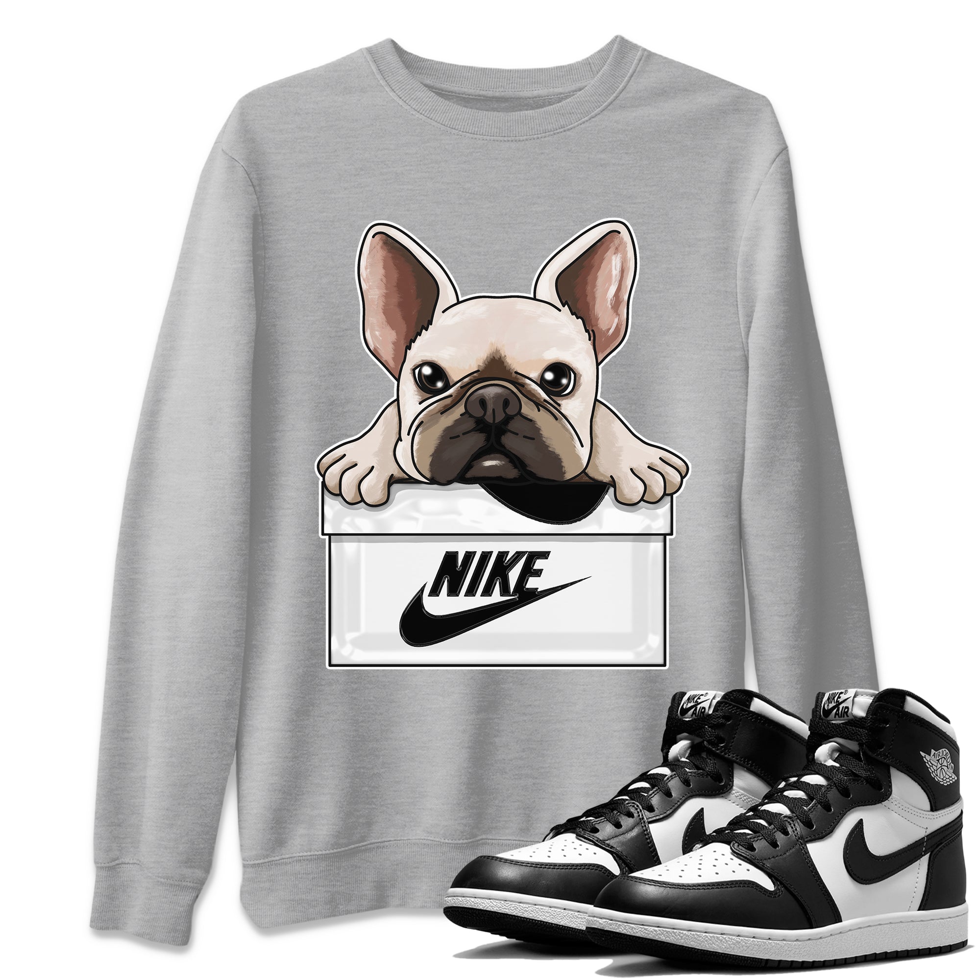 French Bulldog Unisex Tops - Air Jordan 1 Black White