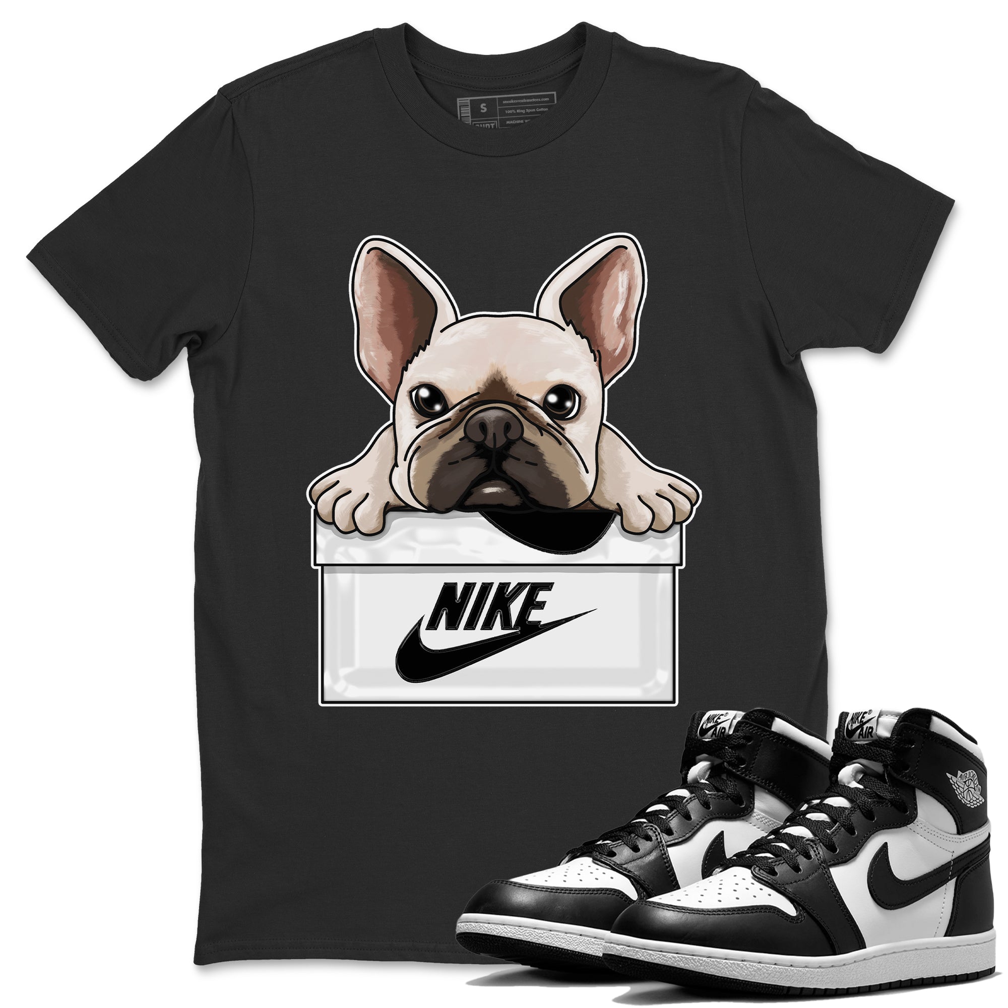 French Bulldog Unisex Tops - Air Jordan 1 Black White