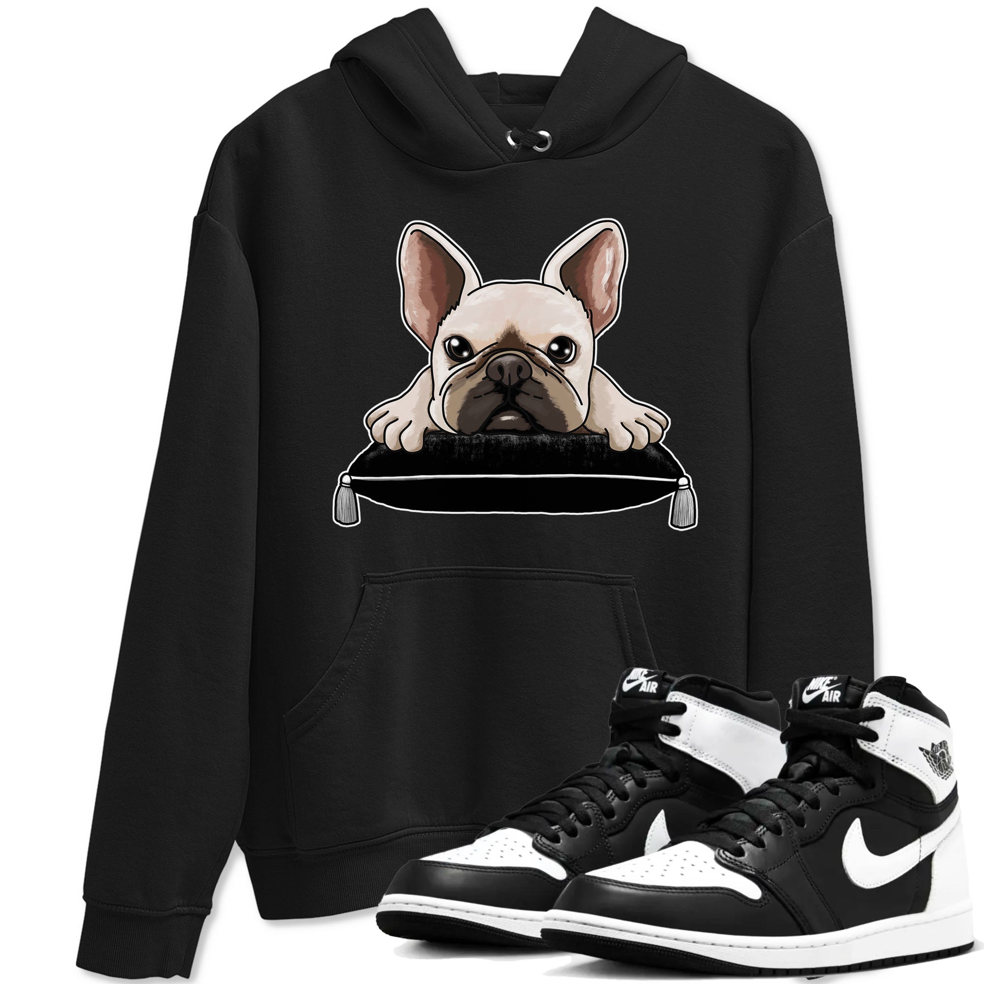 French Bulldog snkmatch Tees - Air Jordan 1 Black White