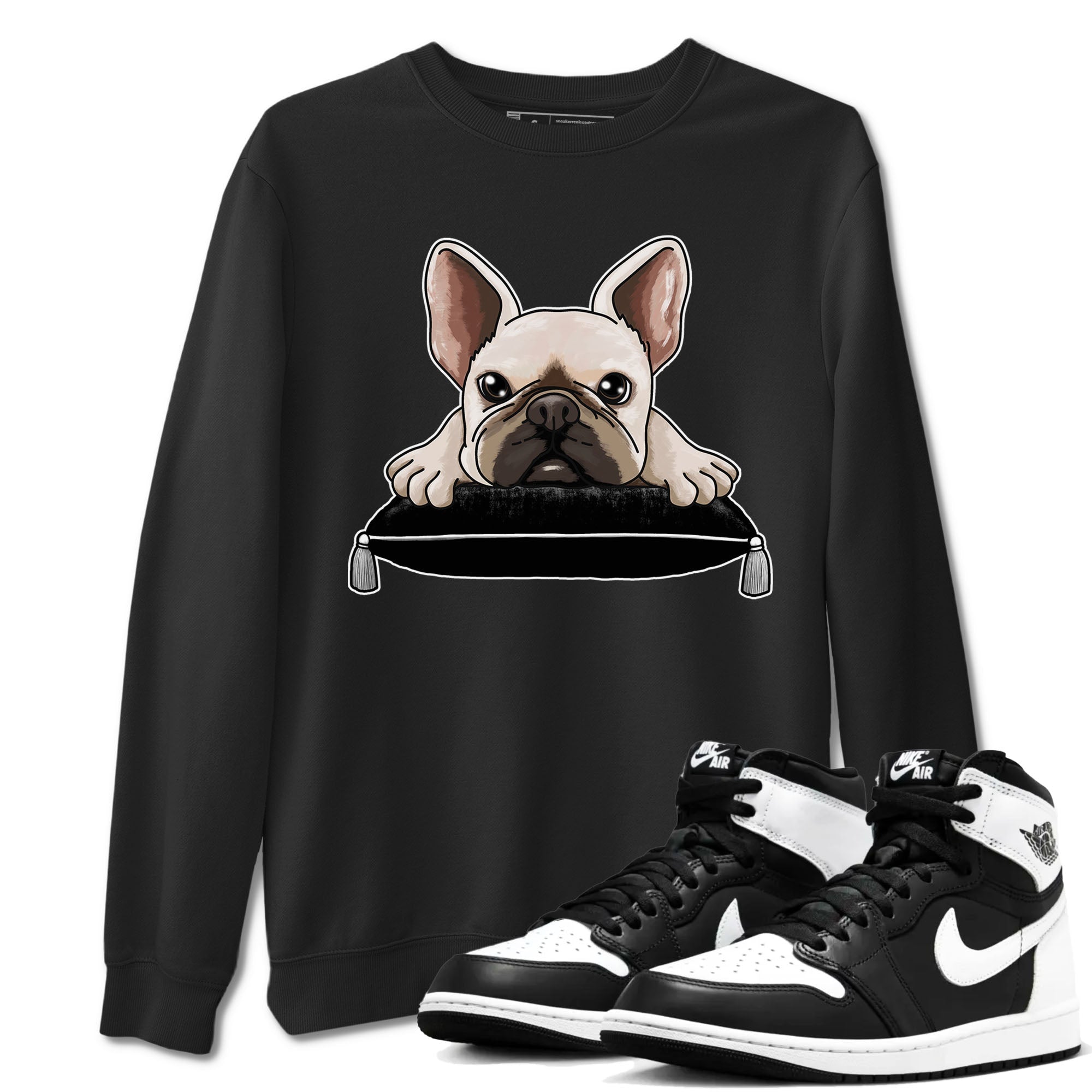 French Bulldog snkmatch Tees - Air Jordan 1 Black White