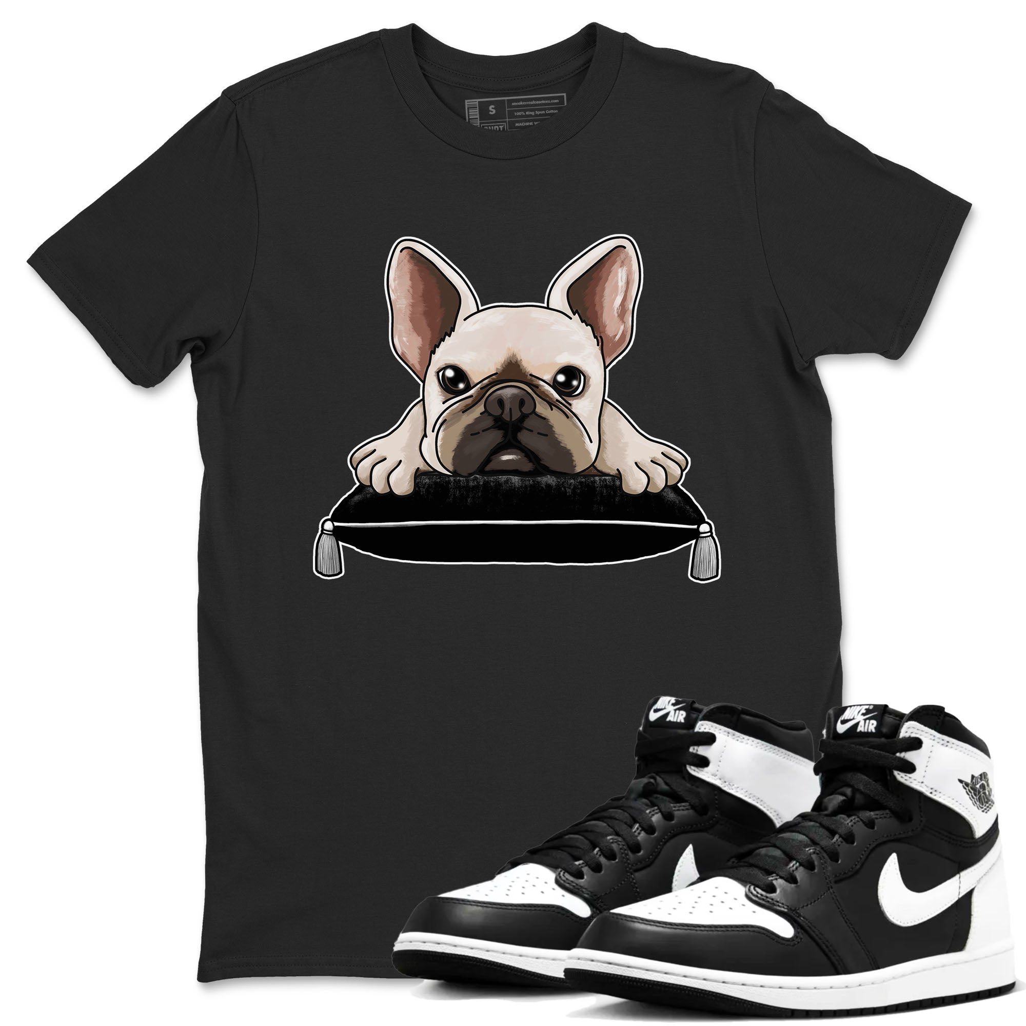 French Bulldog snkmatch Tees - Air Jordan 1 Black White