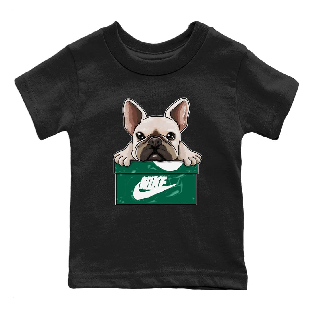 French Bulldog Kids Tops - Air Jordan 1 Gorge Green