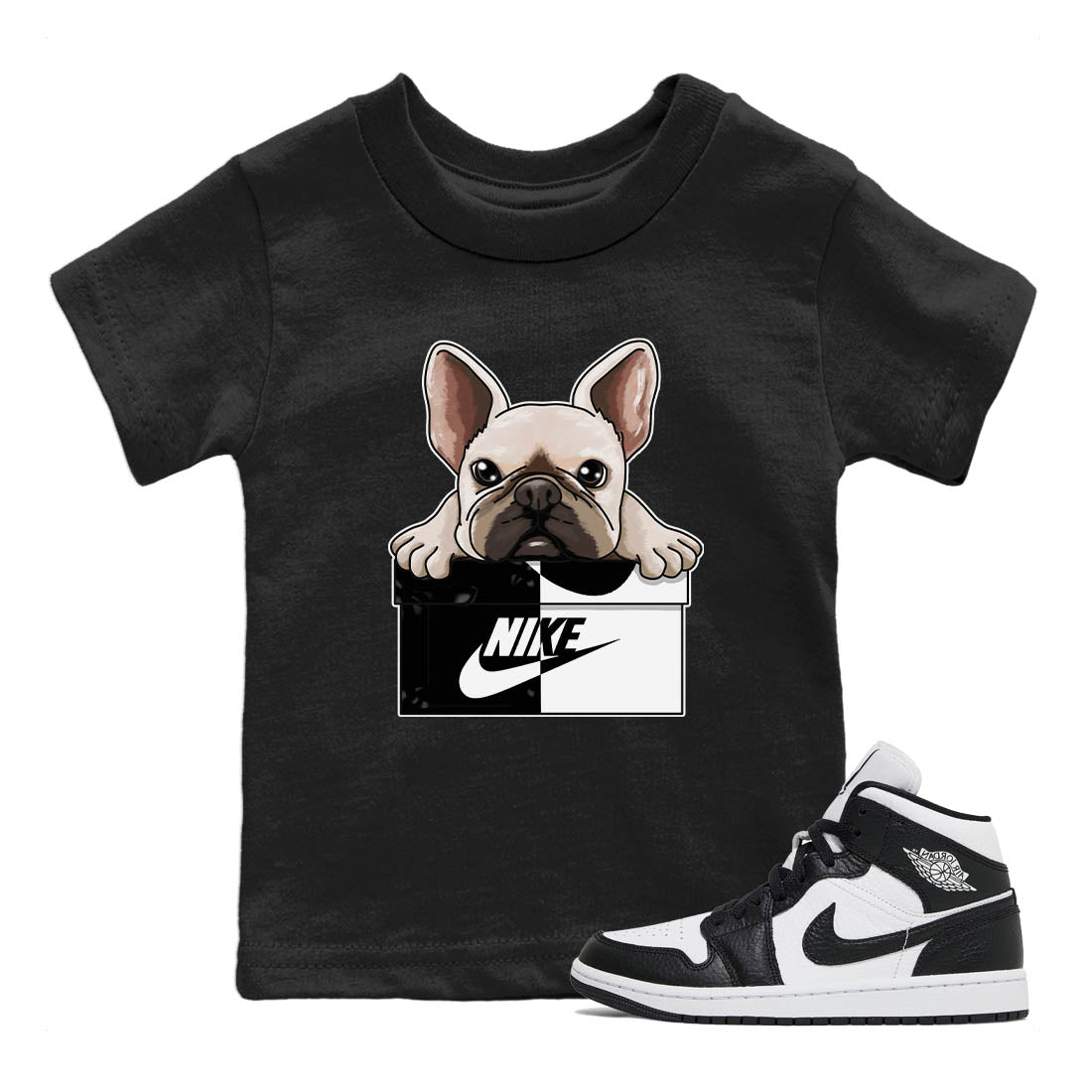 French Bulldog Kids Tops - Air Jordan 1 Homage