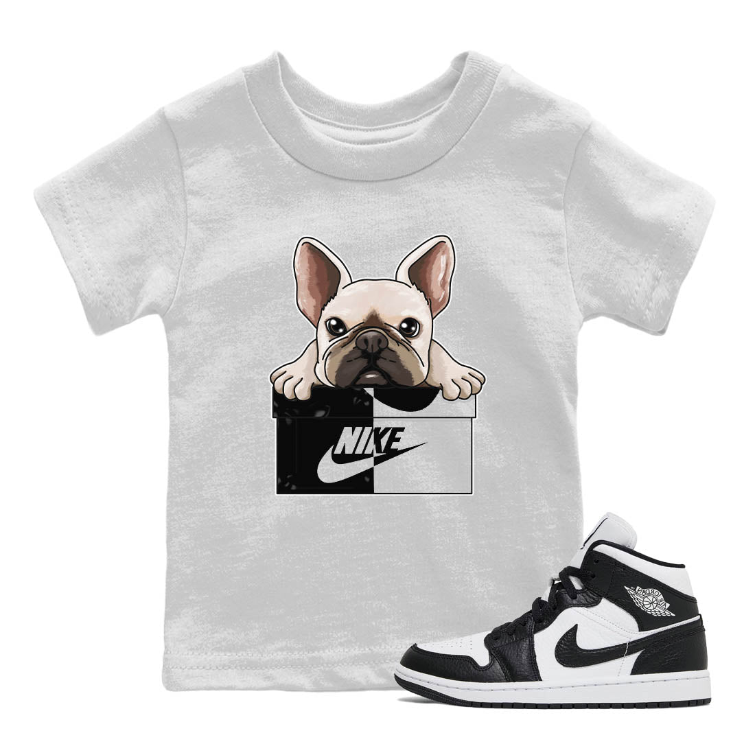 French Bulldog Kids Tops - Air Jordan 1 Homage